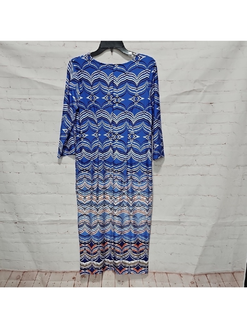 3/$10 Cato Blue & White Geometric Maxi Dress Size Small